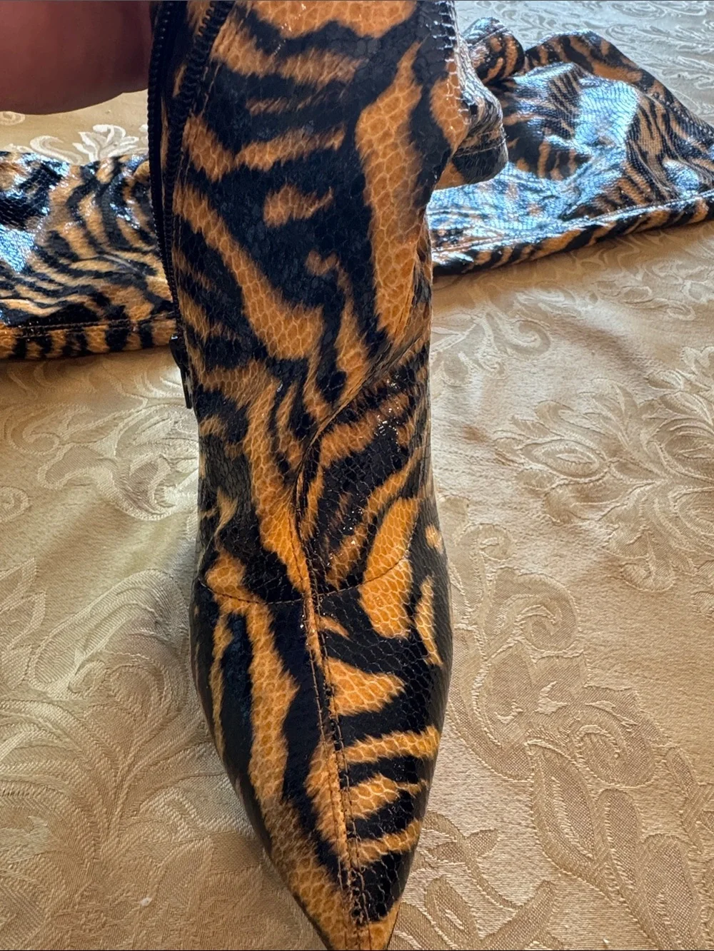 Fashion Nova tiger-print thigh-high boots size 9